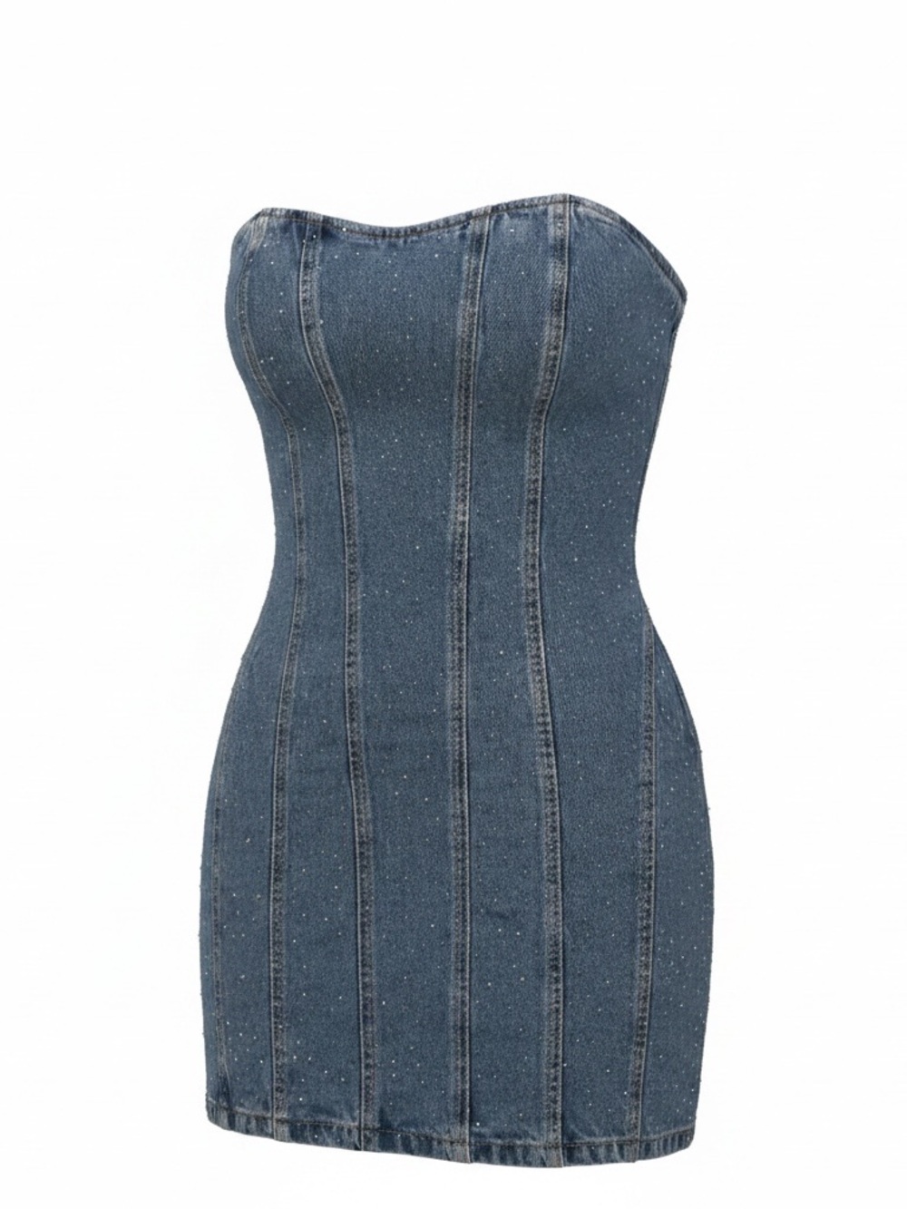 Strapless Blue Denim Bodycon Dress